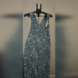 Lucy & Yak Green and White Swirl 100% Organic Cottin Overalls